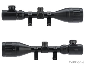 UFC 3-9X50 AOEG Illuminated Variable Zoom Rifle Scope with Scope Rings (Color: Black)
