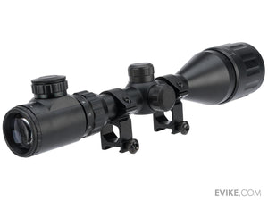 UFC 3-9X50 AOEG Illuminated Variable Zoom Rifle Scope with Scope Rings (Color: Black)