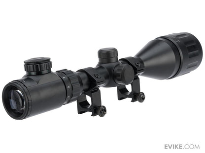 UFC 3-9X50 AOEG Illuminated Variable Zoom Rifle Scope with Scope Rings (Color: Black)
