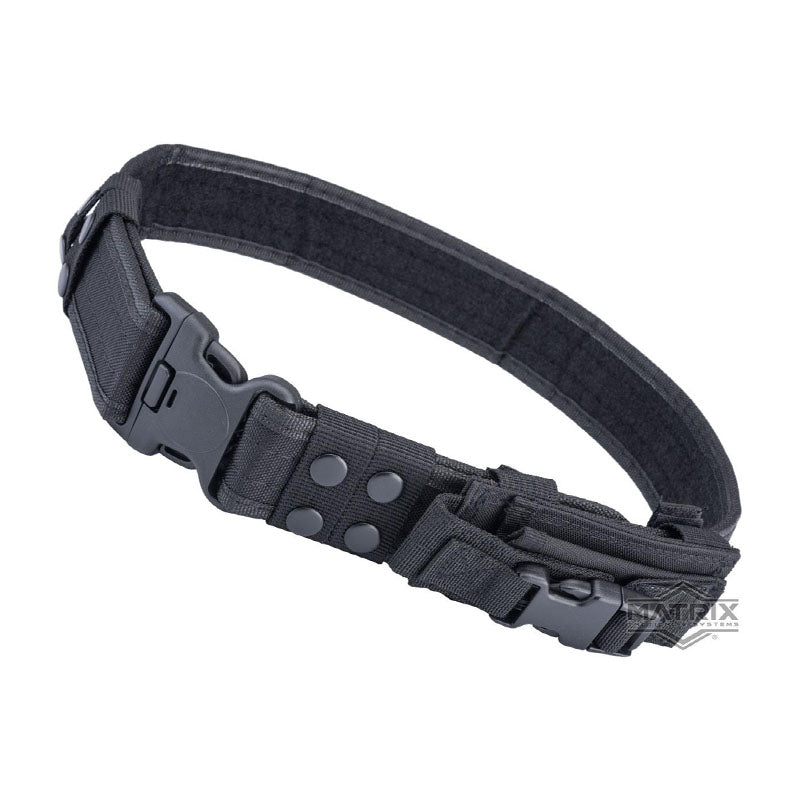 Matrix Ballistic Nylon Tactical Pistol Belt (Color: Black w/ Mag Pouches)