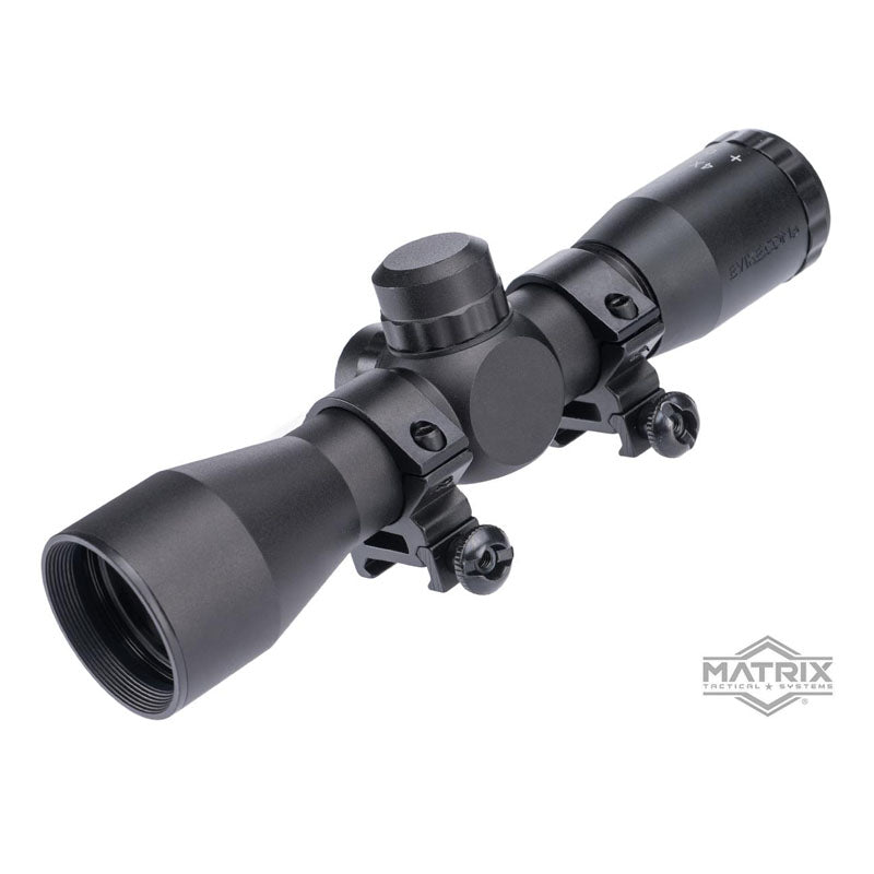 Matrix 4X32 Compact Mil-Dot Scope w/ Ranger Finder Reticle & Steel Ring Mount Set