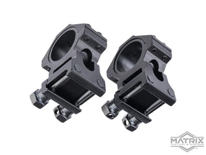 Matrix Heavy Duty Scope Riser Mounting Rings (Color: Black)