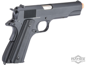 Matrix x Golden Eagle Full Metal M1911A1 Gas Blowback Airsoft Pistol (Color: Black / Slim Textured Grips)