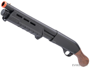 Golden Eagle x Alpha Tactical Gas Powered 3/6 Shot Pump Action Airsoft Shotgun (Color: Black / Compact)