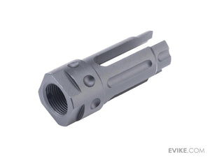 E&C 14mm Negative QDC 3 Prong Flash Hider for Airsoft AEG Rifles