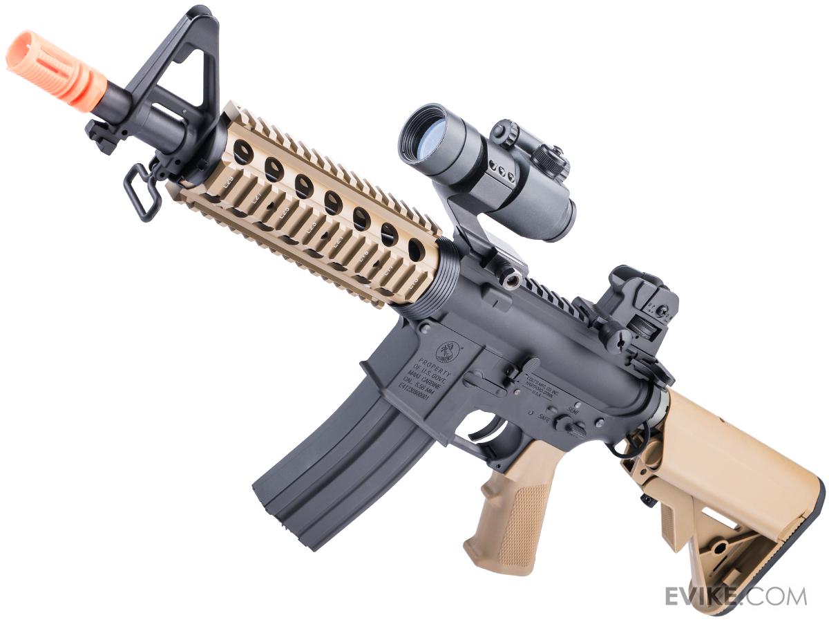 Cybergun Colt Licensed M4 AEG Airsoft Rifle w/ E-Shooter MOSFET by E&C (Model: MK18 CQB-R / Tan)