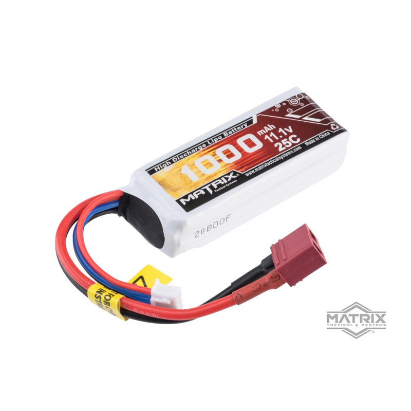 Matrix High Performance 11.1V PEQ Type Airsoft LiPo Battery (Model: 1000mAh - 25C / For Deans / T-Plug Connector)