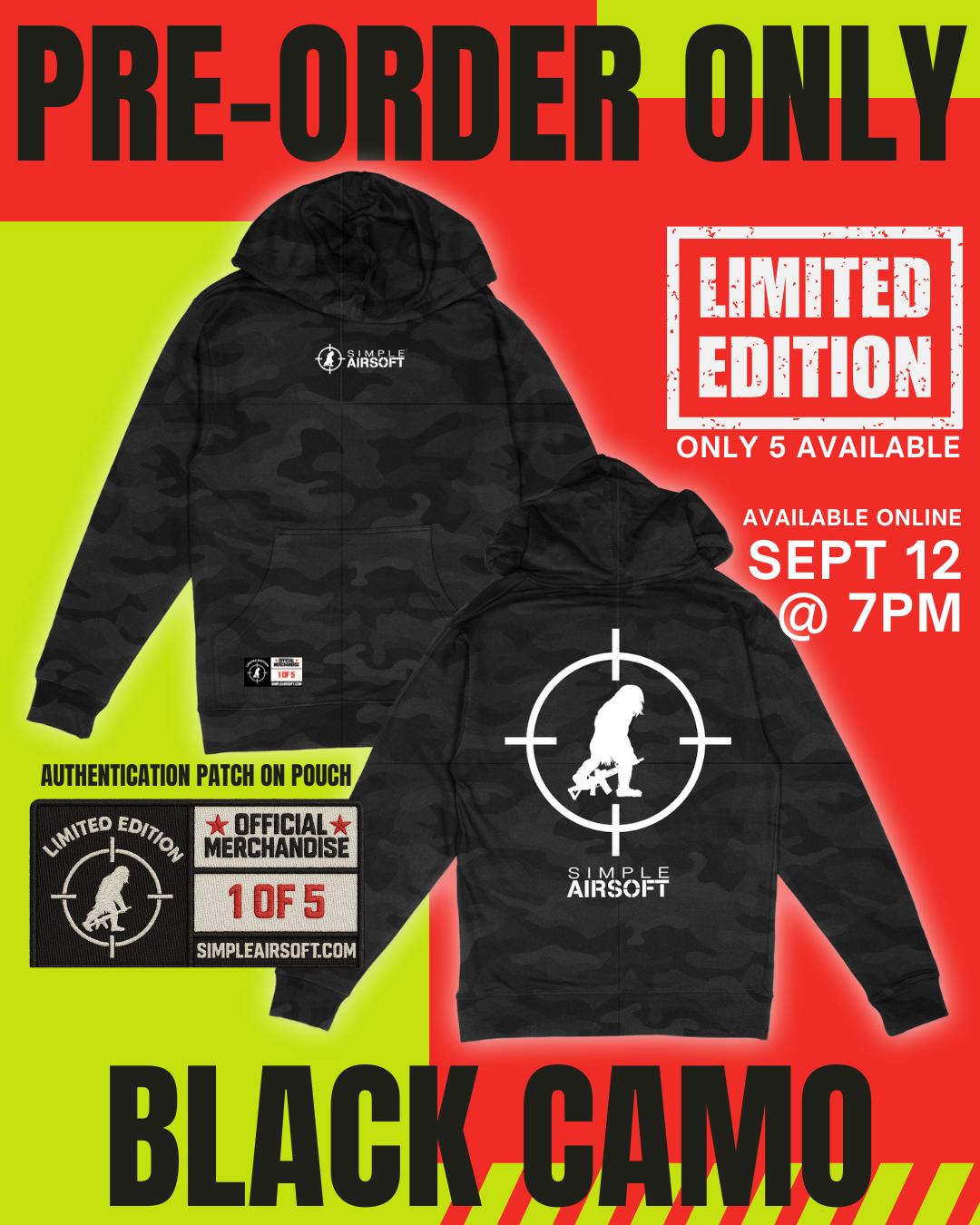 Limited Addition Simple Airsoft Sasquatch Hoodie (Black Camo)