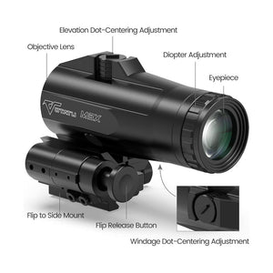VOTATU M3X Red Dot Magnifier with Built-in Flip to Side Mount