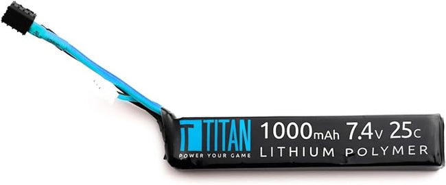 Titan Airsoft LiPo 1000mAh 7.4v 25C Stick T-Plug Deans and Tamiya
