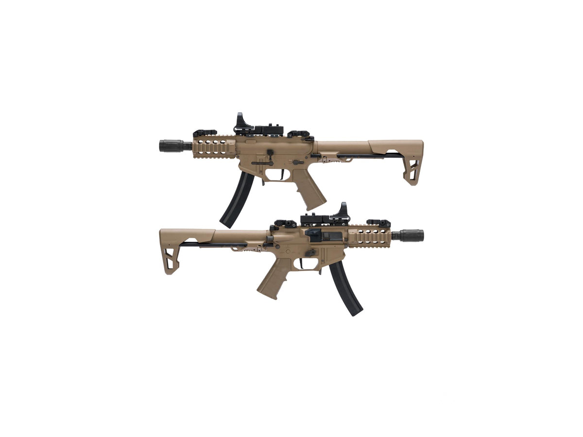 King Arms PDW 9mm SBR Airsoft AEG Rifle (Color: Desert Earth / Shorty)