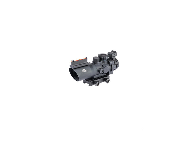 AIM Sports 4x32 Primsatic Series Tri-Illuminated Rifle Scope w/ Fiber Optic Sight (Model: Mil-Dot Reticle)
