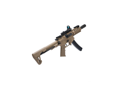 King Arms PDW 9mm SBR Airsoft AEG Rifle (Color: Desert Earth / Shorty)