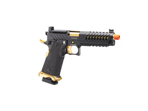 Lancer Tactical Knightshade Hi-Capa Gas Blowback Airsoft Pistol w/ Red Dot Mount (Color: Black & Gold)
