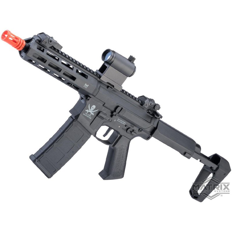 Matrix "Calico Jack" Polymer M4 Airsoft AEG Rifle w/ M-LOK Handguard & MOSFET (Model: PDW / Polymer Handguard / Tanker Stock / Black)