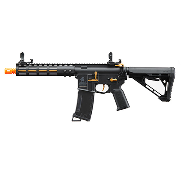 Lancer Tactical Gen 3 Archon 9" M-LOK M4 Airsoft Rifle w/ Delta Stock w/ Battery/Charger Bundle - (Black/Gold)