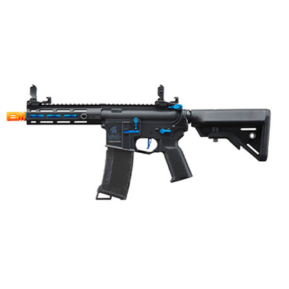 Lancer Tactical Gen 3 Hellion 7" M-LOK Airsoft AEG Rifle w/ Crane Stock w/ Battery/Charger Bundle - (Black/Blue)