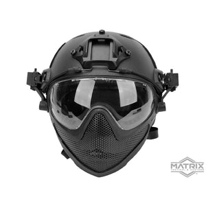 Matrix "Pilot" Steel Mesh Face Mask w/ Helmet (Color: Black)