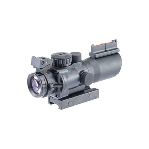 AIM Sports 4x32 Primsatic Series Tri-Illuminated Rifle Scope w/ Fiber Optic Sight (Model: 3/4 Circle Plex Reticle)