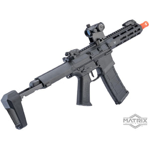 Matrix "Calico Jack" Polymer M4 Airsoft AEG Rifle w/ M-LOK Handguard & MOSFET (Model: PDW / Polymer Handguard / Tanker Stock / Black)