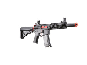 Lancer Tactical Gen 3 M4 Carbine SD AEG Airsoft Rifle with Mock Suppressor (Color: Black with Red Accents)