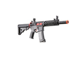 Lancer Tactical Gen 3 M4 Carbine SD AEG Airsoft Rifle with Mock Suppressor (Color: Black with Red Accents)