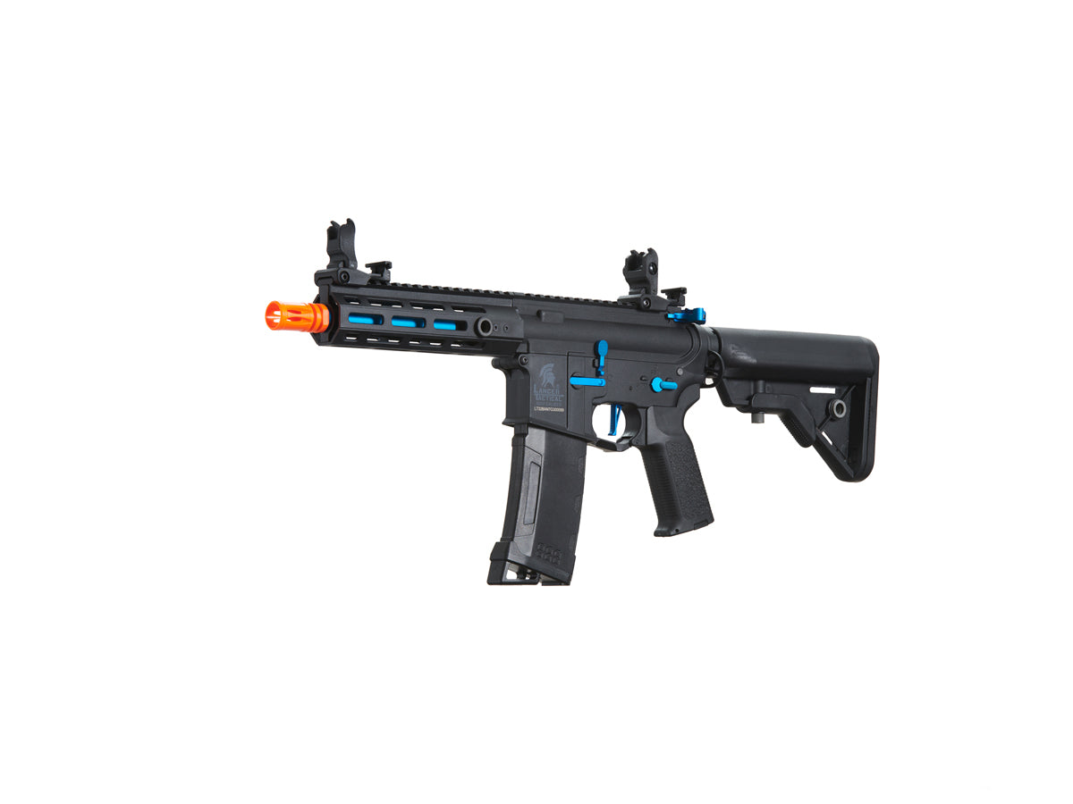 Lancer Tactical Gen 3 Hellion 7" M-LOK Airsoft AEG Rifle w/ Crane Stock (Color: Black & Blue)