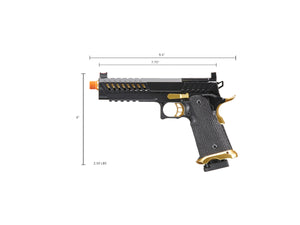 Lancer Tactical Knightshade Hi-Capa Gas Blowback Airsoft Pistol w/ Red Dot Mount (Color: Black & Gold)