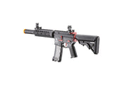 Lancer Tactical Gen 3 M4 Carbine SD AEG Airsoft Rifle with Mock Suppressor (Color: Black with Red Accents)