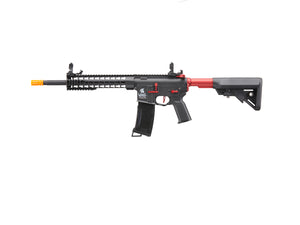 Lancer Tactical Gen 3 10" Keymod Airsoft M4 Carbine AEG Rifle with Red Accents (Color: Black)