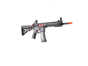 Lancer Tactical Gen 3 10" Keymod Airsoft M4 Carbine AEG Rifle with Red Accents (Color: Black)