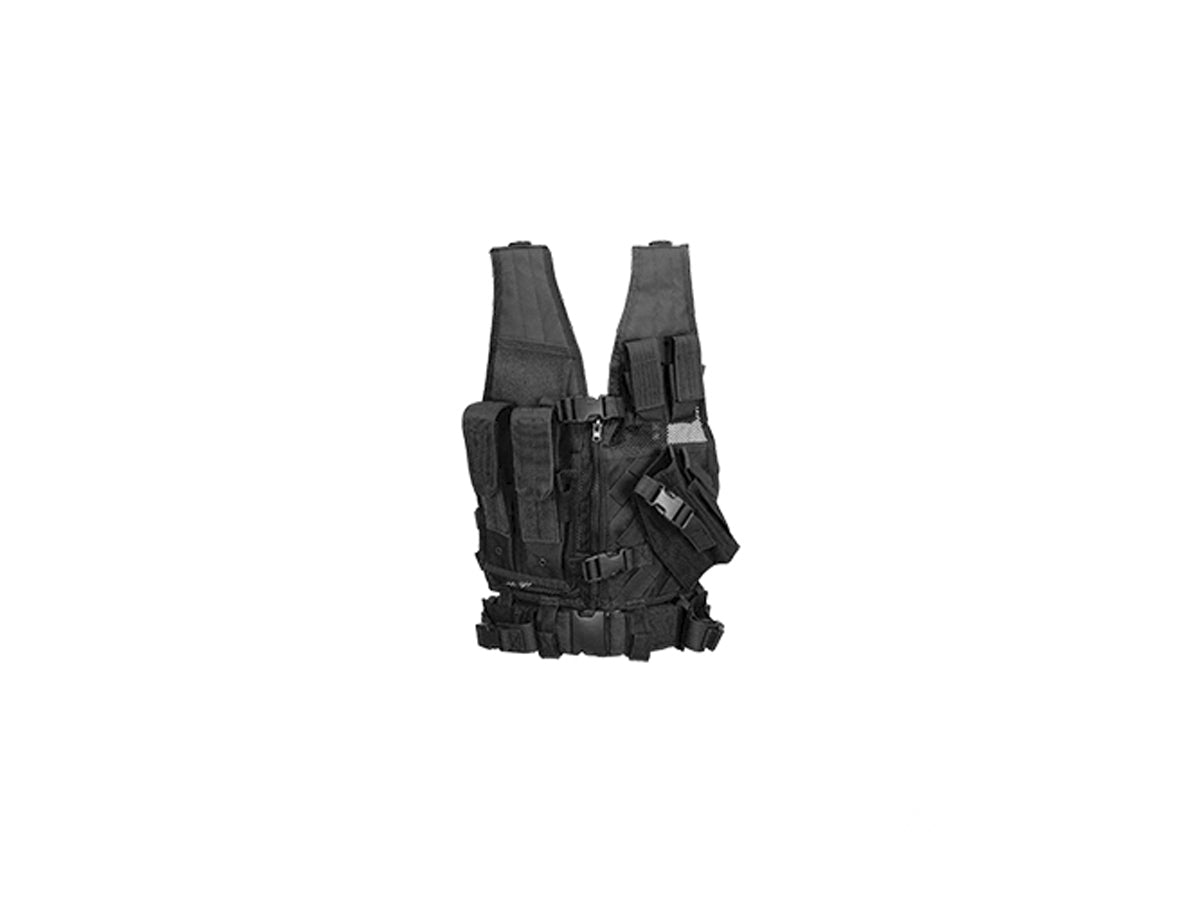 NYLON YOUTH SIZE CROSS DRAW VEST W/HOLSTER (BLK)