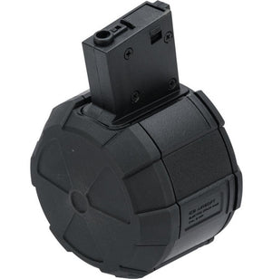 ICS 1800rd Adaptive Drum Magazine for Airsoft AEG Rifles w/ M4 Mag Adapter (Color: Black)