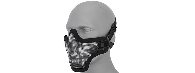 METAL MESH HALF MASK (BW SKULL) DOUBLE STRAP VERSION