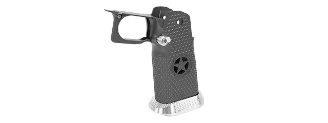 AIRSOFT MASTERPIECE ALUMINUM GRIP FOR HI-CAPA AIRSOFT PISTOLS TEXAS RANGERS TYPE 5 (TITANIUM GRAY)