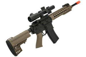 CYMA Sport M4 Airsoft AEG with 10" Keymod Modular Handguard - Tan - Combo Battery + Charger