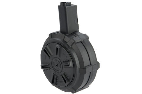 Avengers 1200 Round Electric Drum Magazine for Airsoft AEG Rifles (Model: MP5 / Button / Black)