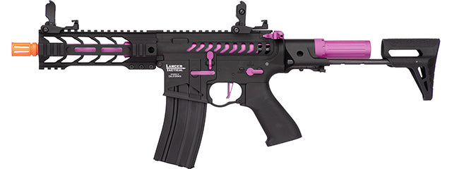 Lancer Tactical ProLine BATTLE HAWK 7" PDW Skeleton AEG [HIGH FPS] (BLACK/PURPLE)