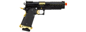 Lancer Tactical Knightshade Hi-Capa Gas Blowback Airsoft Pistol (Color: Black / Gold)