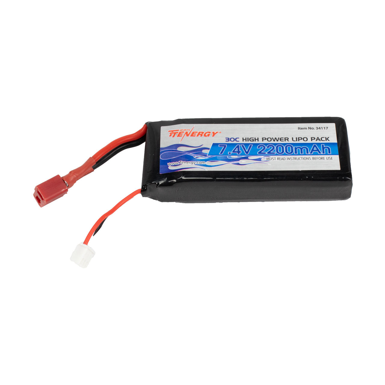 Tenergy 30C 7.4 V 2200mAh LiPO Battery With Deans Connector 