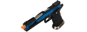 WE Tech 1911 Hi-Capa T-Rex Competition Gas Blowback Airsoft Pistol w/ Top Ports (BLUE / SILVER)