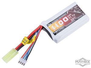 Matrix High Performance 11.1V PEQ Type Airsoft LiPo Battery (Configuration: 1100mAh / 20C / Small Tamiya & Short Wire)